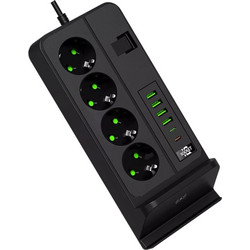 Πολύπριζο 4 θέσεων με θύρες USB & βάση ασύρματης φόρτισης - KOS-27011EU - 270117