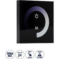 73318 Επιτοίχιο Dimmer Touch - Αφής 1 Καναλιου DC 12-24V 1 x 12A 288W - Max 12A 288W - IP20 Μ9 x Π9 x Υ3.5cm