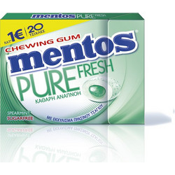 Mentos Pure Fresh Spearmint Τσίχλες 30gr Συσκευασία 12 Τεμαχίων