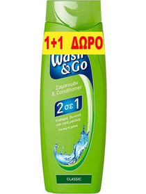Wash & Go 2 In 1 Classic Σαμπουάν & Conditioner κατά της Πιτυρίδας 2x400ml
