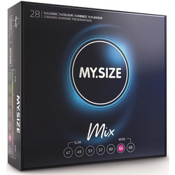 My.Size Mix 64mm Προφυλακτικά Λεπτά με Ραβδώσεις Γεύσεις & Λιπαντικό 28τμχ