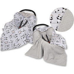 Double-sided car seat blanket - grey pandas/grey