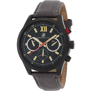 Brooklyn Watch Co. Stuyvesant Ανδρικό Ρολόι Χρονογράφος με Καφέ Δερμάτινο Λουράκι BW-8128-GQ-08-GRY