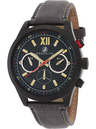 Brooklyn Watch Co. Stuyvesant Ανδρικό Ρολόι Χρονογράφος με Καφέ Δερμάτινο Λουράκι BW-8128-GQ-08-GRY