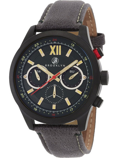 Brooklyn Watch Co. Stuyvesant Ανδρικό Ρολόι Χρονογράφος με Καφέ Δερμάτινο Λουράκι BW-8128-GQ-08-GRY