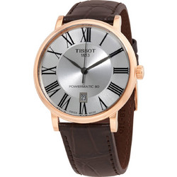 Tissot Carson Premium Powermatic 80 Ανδρικό Ρολόι Αυτόματο με Καφέ Δερμάτινο Λουράκι T122.407.36.033.00