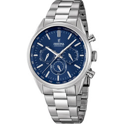 Festina Ανδρικό Ρολόι Χρονογράφος με Ασημί Μεταλλικό Μπρασελέ F16820/2