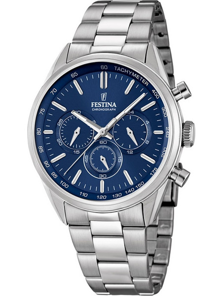 Festina Ανδρικό Ρολόι Χρονογράφος με Ασημί Μεταλλικό Μπρασελέ F16820/2