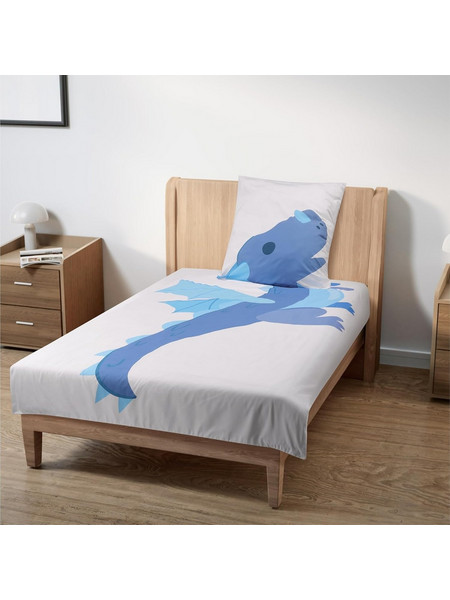 Homelevel Bed Set Duvet Cover & Pillowcase - Σετ με 1 x Παπλωματοθήκη 135 x 200 cm / 1 x Μαξιλαροθήκη 80 x 80 cm - Dragon / Blue (HOM0000277M002C)