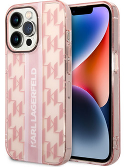 Karl Lagerfeld Mono Vertical Stripe Back Cover Pink (iPhone 14 Pro)