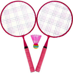 Σετ Ρακέτες Badminton Παιδικές Πλαστικές Ροζ με Μπάλα 46cm - 3 τμχ