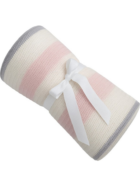 KikkaBoo Κουβέρτα Αγκαλιάς Πλεκτή Stripes Blue/Pink 75x100cm
