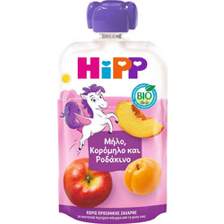 Hipp Hippies Βιολογικό Βρεφικό Ρόφημα Φρουτοπολτός Μήλο Κορόμηλο Ροδάκινο 12m+ Χωρίς Ζάχαρη 100gr