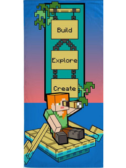 Minecraft Build bath towel, beach towel 70x140cm
