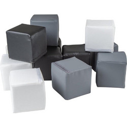 MeowBaby Soft Foam Building Blocks 15x15cm Cubes Certified, White/Black/Gray (KL003IE) (MEBKL003IE)