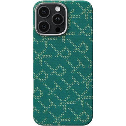 Θήκη iPhone 16 Pro Pitaka Tactile Woven Case PTK Green / Gold