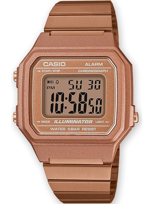 Casio Vintage Ψηφιακό Ανδρικό Ρολόι Χρονογράφος με Ροζ Χρυσό Μεταλλικό Μπρασελέ B650WC-5AEF