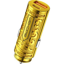 Wekome WP-C37 Sakin Series - USB-C & USB-A Fast Charging Pd 20W Car Charger (Gold) - (WK-WP-C37)