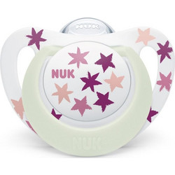 Nuk Star Night Ανατομική Ορθοδοντική Πιπίλα Σιλικόνης Νυκτός 6-18m Ροζ