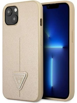 Guess GUHCP13SPSATLE iPhone 13 mini 5,4 beige / beige hardcase SaffianoTriangle Logo - (GUE002084-0)