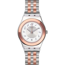 Swatch Γυναικείο Ρολόι με Ασημί Ροζ Χρυσό Μεταλλικό Μπρασελέ YLS454G