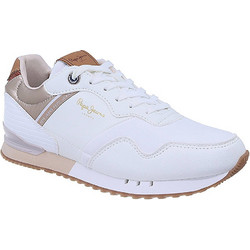 Pepe Jeans London Street Γυναικεία Sneakers Εκρού Ροζ Χρυσά PLS40007-800