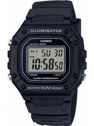 Casio Standard Ψηφιακό Ανδρικό Ρολόι Χρονογράφος με Μαύρο Καουτσούκ Λουράκι W-218H-1AVEF