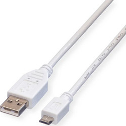 VALUE USB 2.0 Cable, A - Micro B, M/M, white, 3 m