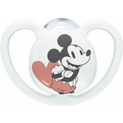 Nuk Space Disney Ανατομική Ορθοδοντική Πιπίλα Σιλικόνης 6-18m Mickey White