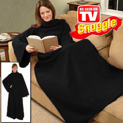 Κουβέρτα με Μανίκια Snuggle Super Soft Fleece - Μαύρο