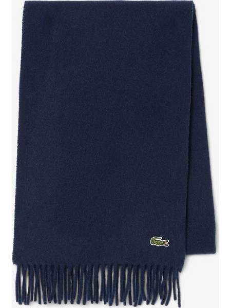 Lacoste unisex μάλλινο κασκόλ με κεντημένο λογότυπο και κρόσσια - RE7864-00 Μπλε Σκούρο