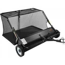 Σάρωθρο γκαζόν VEVOR Tow, Σάρωθρο αυλής 122cm με τράβηγμα, χωρητικότητα σάκου 26 κυβικών ποδιών, συλλέκτης φύλλων και χόρτου με σχοινί απόρριψης, ρυθμιζόμενο ύψος σάρωσης, Σάρωθρα κήπου για γκαζόν