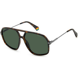 Polaroid Eyewear PLD6182/S 086/UC Ανδρικά Γυαλιά Ηλίου Aviator Κοκάλινα Μεταλλικά Ασημί Ταρταρούγα με Πράσινο Φακό