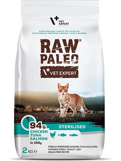 VetExpert Raw Paleo Sterilised Grain Free with Chicken, Tuna & Salmon 2kg