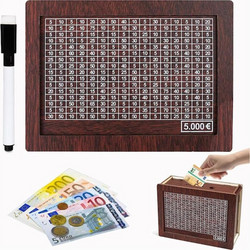 Ξύλινος Κουμπαράς Αποταμίευσης Diy Στόχο Χρημάτων Έως 5000 Ευρώ Μαρκαδόρο Σημείωσης Καφέ 57091125