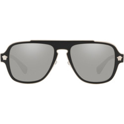 Versace VE 2199 1000/6G Ανδρικά Γυαλιά Ηλίου Aviator Μεταλλικά Μαύρα με Μαύρο Καθρέπτη Φακό