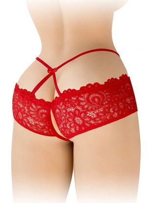 Celia Crotchless Bikini, Red, S-L