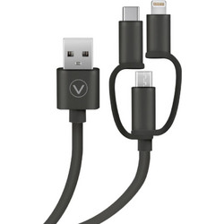 Vivanco Data Cable Usb To Micro Usb / Type C / Lightning 0.75m Black - (VNIT3IN1A07MMK)