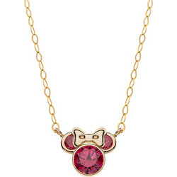 Κολιέ Disney Minnie Mouse χρυσό Κ9 με φούξια Ζιργκόν 'July birthstone'