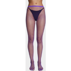 Women Sexy Mesh High Waist Fishnet Pantyhose Purple