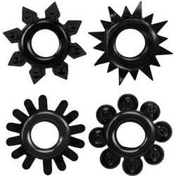 Chisa Novelties Get Lock Cock Rings Σετ Ελαστικά Δαχτυλίδια Πέους Σιλικόνης Μαύρα 4τμχ