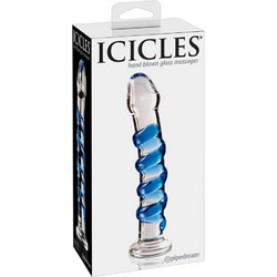 Pipedream Icicles No 5 Hand Blown Γυάλινο Dildo Μπλε Clear PD2905-00