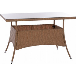 ΤΡΑΠΕΖΙ ΜΕΤΑΛΛΙΚΟ MILITARY RATTAN ΜΠΕΖ ΚΑΦΕ HM5141.32 120x70x75Υ εκ