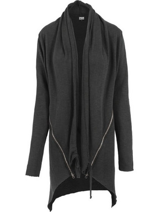 URBAN CLASSICS Women Ladies Terry Cardigan - DARK GREY - TB1213