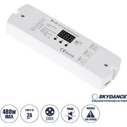 SKYDANCE-S1-D 70671 AC Trailing Edge DMX Dimmer με 2 x 1A 240W Κανάλια AC 220-240V 2A 480W Max IP20 - DMX512 & RDM - Μ16.7 x Π5 x Υ2.4
