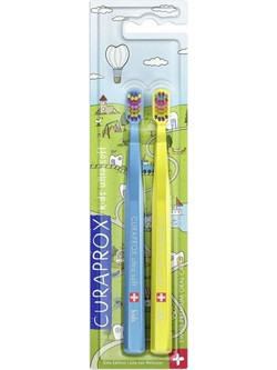 Curaprox CS 5460 Ultra Soft Παιδικές Οδοντόβουρτσες 2τμχ Μπλε Κίτρινη