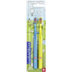 Curaprox CS 5460 Ultra Soft Παιδικές Οδοντόβουρτσες 2τμχ Μπλε Κίτρινη