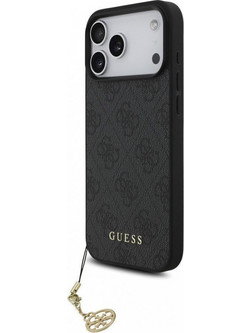 Guess 4G Charm Case Θήκη Δερματίνης με Κρεμαστό Στολίδι για iPhone 17 Pro Max Γκρι