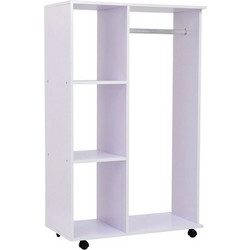 HOMCOM Ξύλινη Ανοιχτή Τροχήλατη Ντουλάπα 80 x 40 x 128 cm 02-0604
