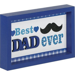 Ξύλινη Διακοσμητική Κορνίζα Μπλε Best Dad Ever 18x11cm